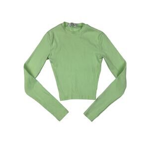 Storets - Long Sleeve Crew Neck Stretchy Top in Green